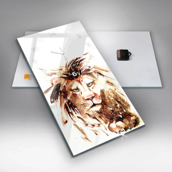 Zegar szklany pionowy Ilustracja brązowy lew