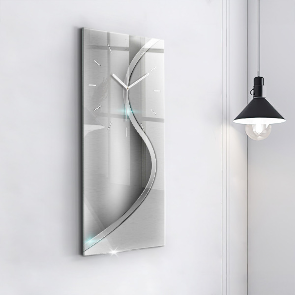 Zegar szklany pionowy Szara abstrakcja metalu