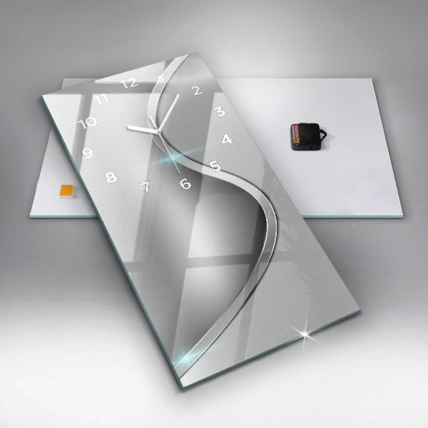 Zegar szklany pionowy Szara abstrakcja metalu