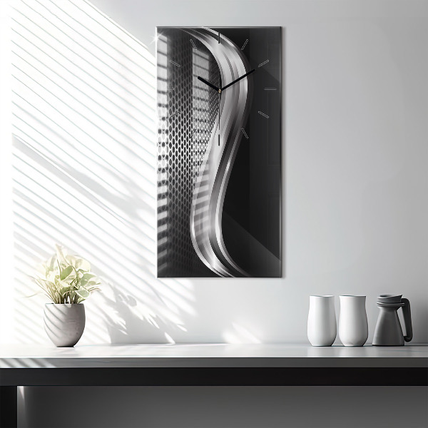 Zegar ścienny pionowy Czarna abstrakcja metalu