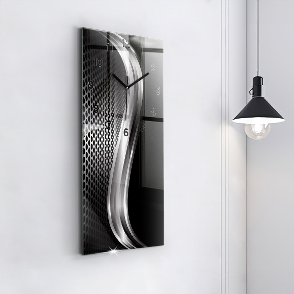 Zegar ścienny pionowy Czarna abstrakcja metalu