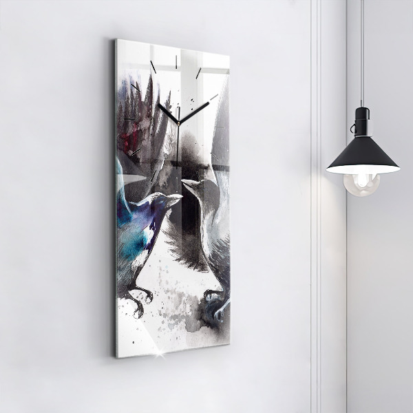 Zegar szklany pionowy Malowane ptaki