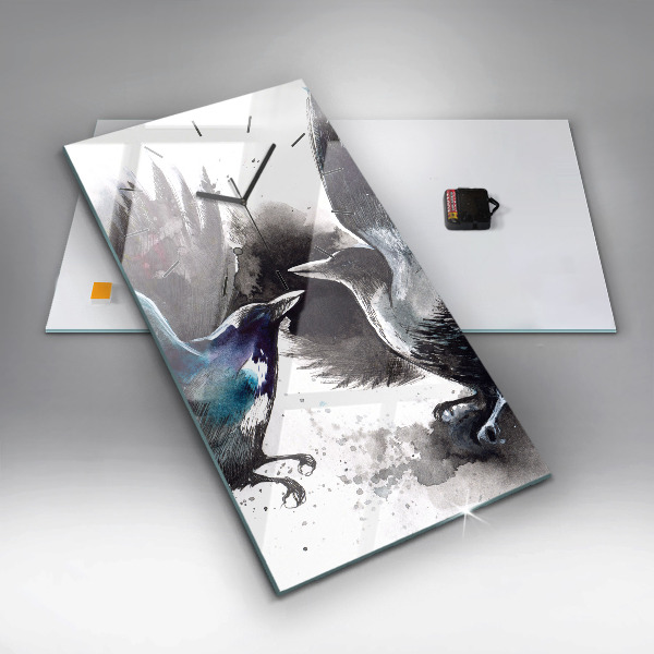 Zegar szklany pionowy Malowane ptaki