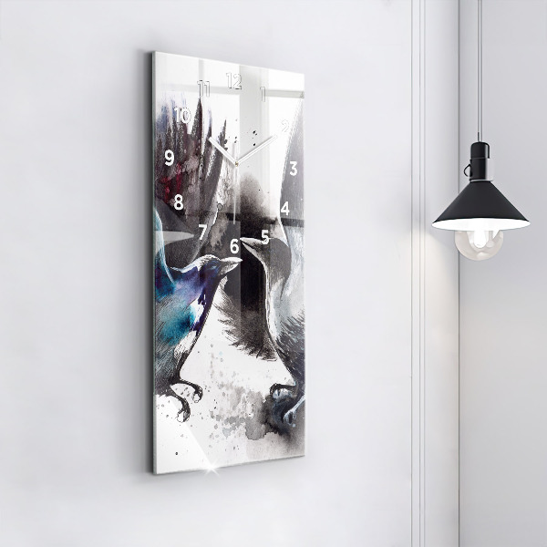 Zegar szklany pionowy Malowane ptaki