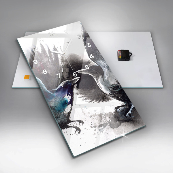 Zegar szklany pionowy Malowane ptaki