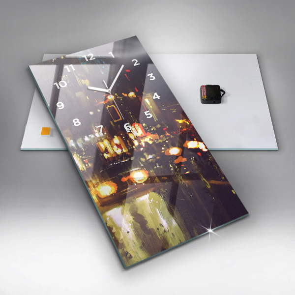 Zegar szklany pionowy Malowane miasto