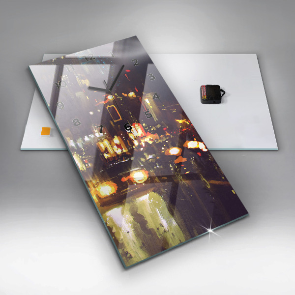 Zegar szklany pionowy Malowane miasto