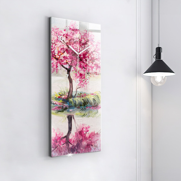 Zegar szklany pionowy Mozaika drzewa