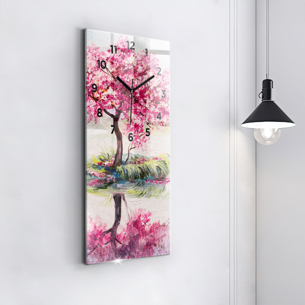 Zegar szklany pionowy Mozaika drzewa