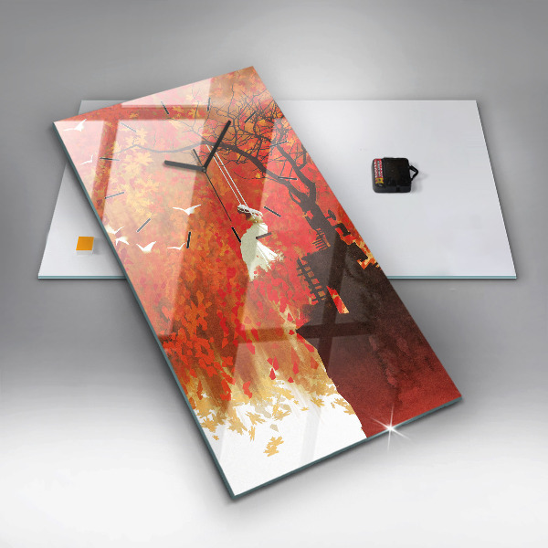 Zegar szklany pionowy Panna młoda w jesieni