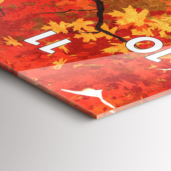 Zegar szklany pionowy Panna młoda w jesieni