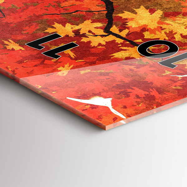 Zegar szklany pionowy Panna młoda w jesieni