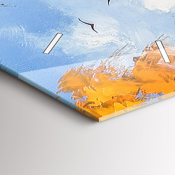 Zegar szklany pionowy Jesienny pejzaż z rzeką