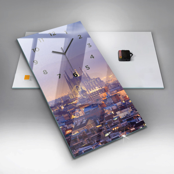 Zegar szklany pionowy Widok na Barcelonie