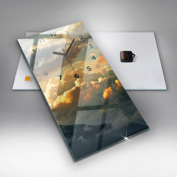 Zegar szklany pionowy Lot balonem w chmurach