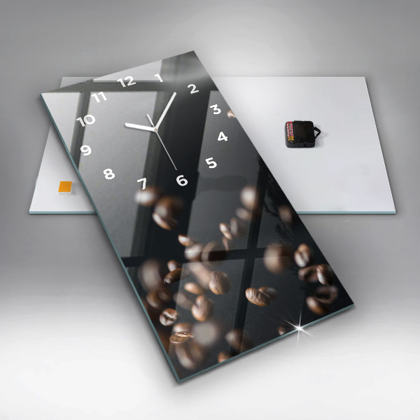 Zegar szklany pionowy Ziarna kawy