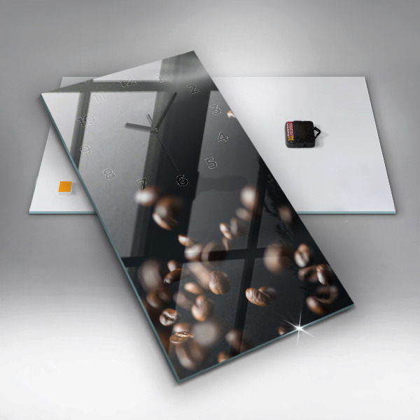 Zegar szklany pionowy Ziarna kawy