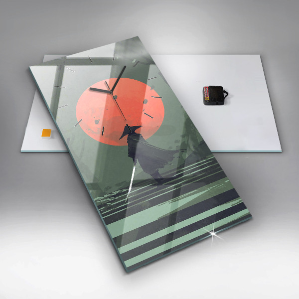 Zegar ścienny pionowy Samuraj w lesie