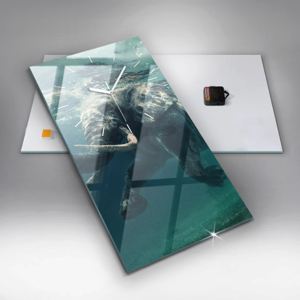 Zegar szklany pionowy Pływający słoń w oceanie