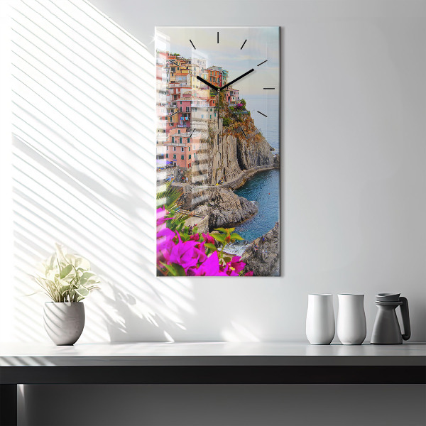 Zegar szklany pionowy Wybrzeże Cinque Terre