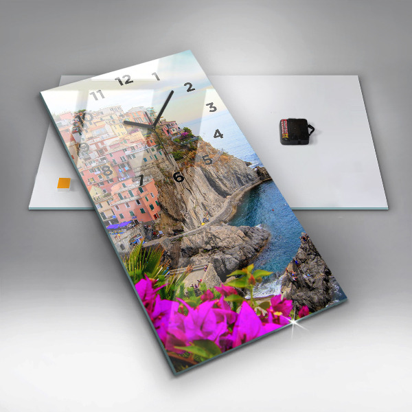 Zegar szklany pionowy Wybrzeże Cinque Terre