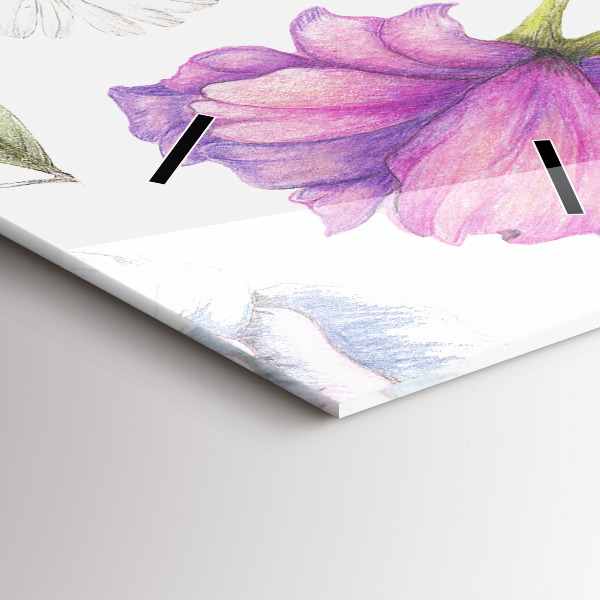 Zegar szklany pionowy Kompozycja Kwiatów