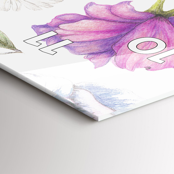 Zegar szklany pionowy Kompozycja Kwiatów