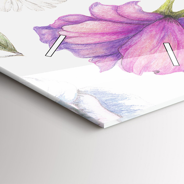 Zegar szklany pionowy Kompozycja Kwiatów