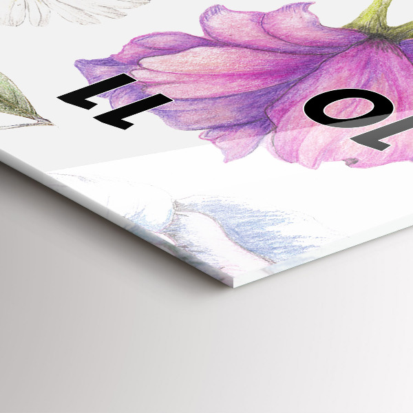 Zegar szklany pionowy Kompozycja Kwiatów