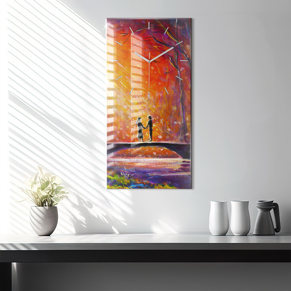 Zegar ścienny pionowy Para w lesie