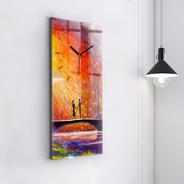 Zegar ścienny pionowy Para w lesie