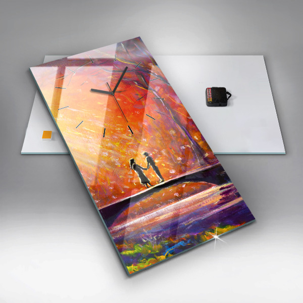 Zegar ścienny pionowy Para w lesie