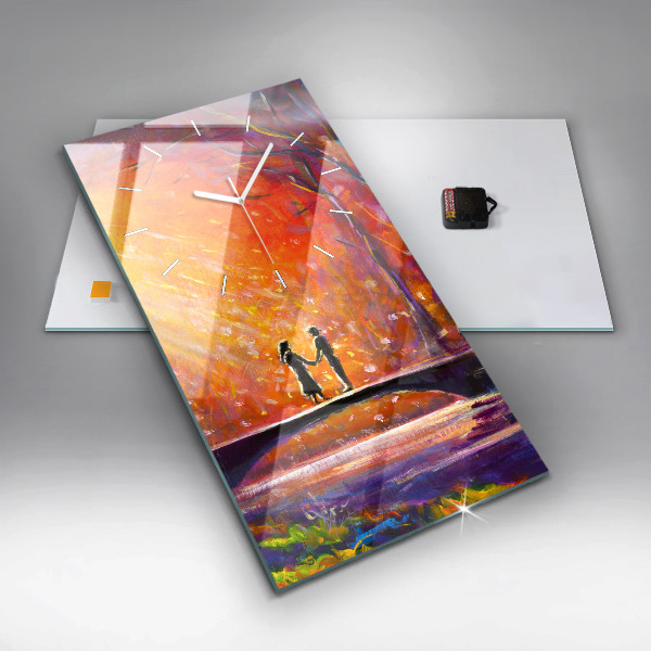 Zegar ścienny pionowy Para w lesie