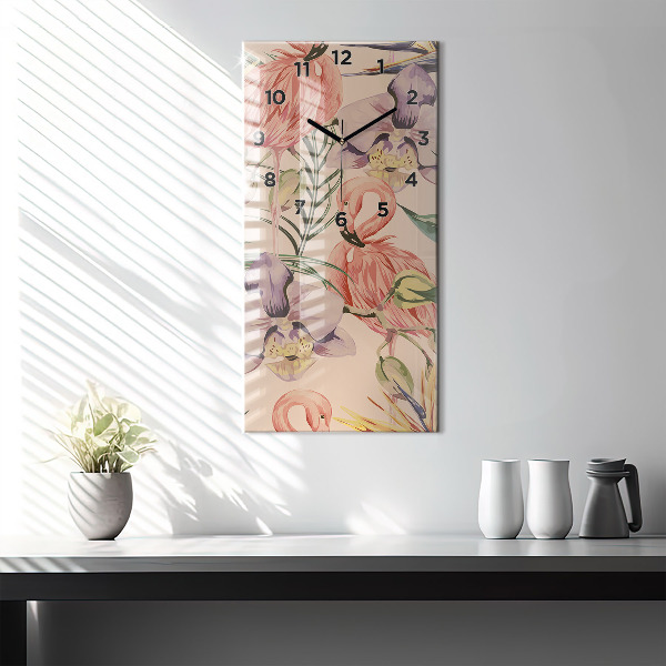 Zegar ścienny pionowy Tropikalne liście palmowe