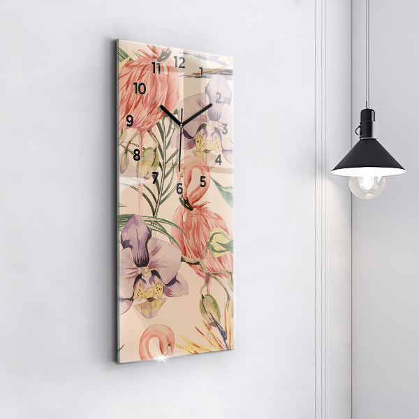 Zegar ścienny pionowy Tropikalne liście palmowe
