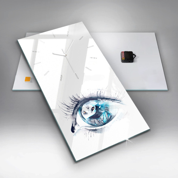 Zegar szklany pionowy Ilustracja wilczy wzrok