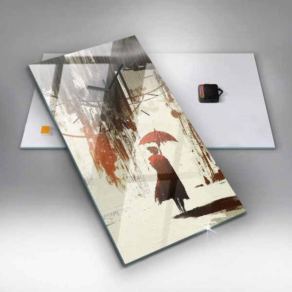 Zegar szklany pionowy Kobieta w deszczowej nocy