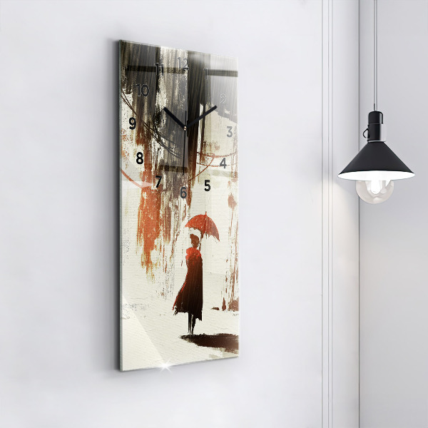 Zegar szklany pionowy Kobieta w deszczowej nocy