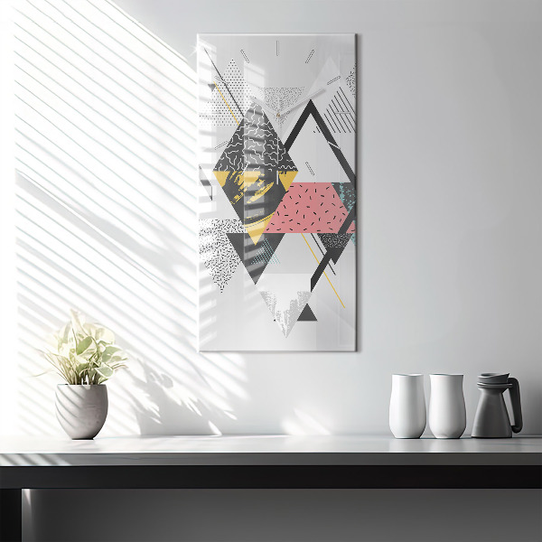 Zegar szklany pionowy Wzór geometryczny