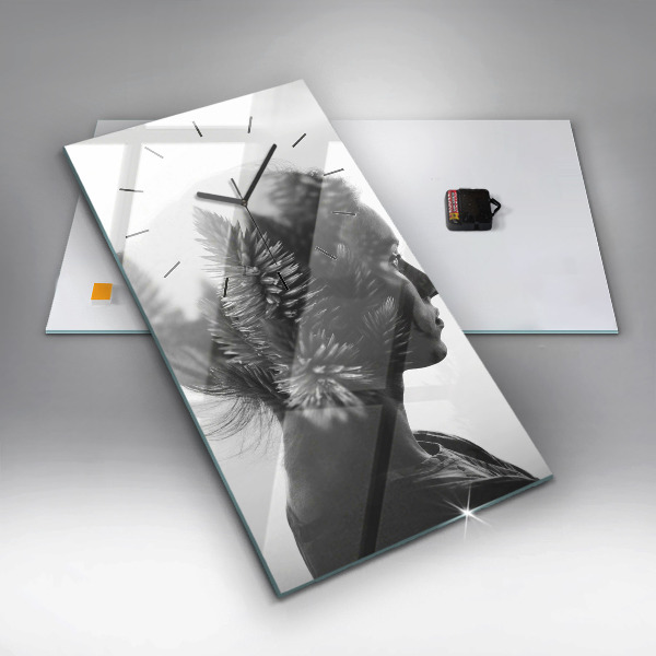 Zegar szklany pionowy Portret kobiety