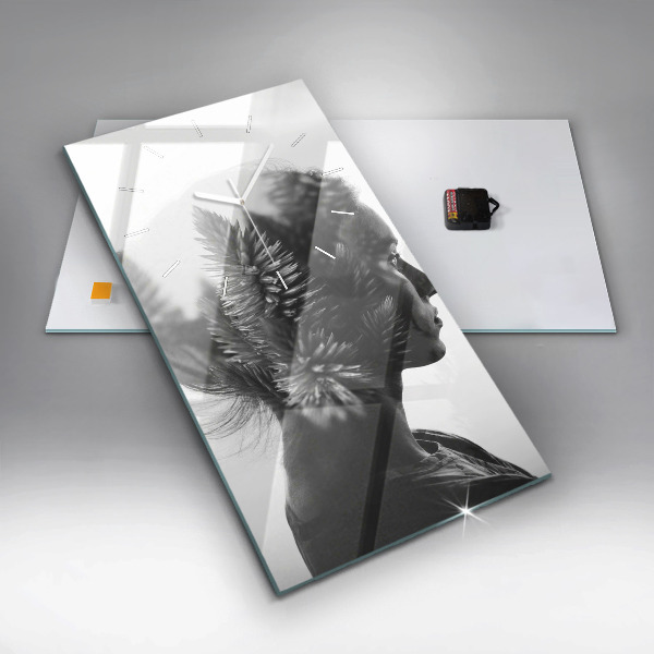 Zegar szklany pionowy Portret kobiety