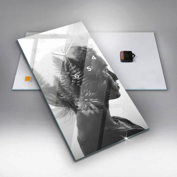 Zegar szklany pionowy Portret kobiety