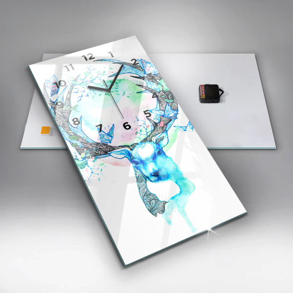 Zegar szklany pionowy Ilustracja jelenia
