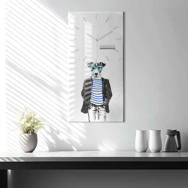 Zegar szklany pionowy Pies w ciele człowieka