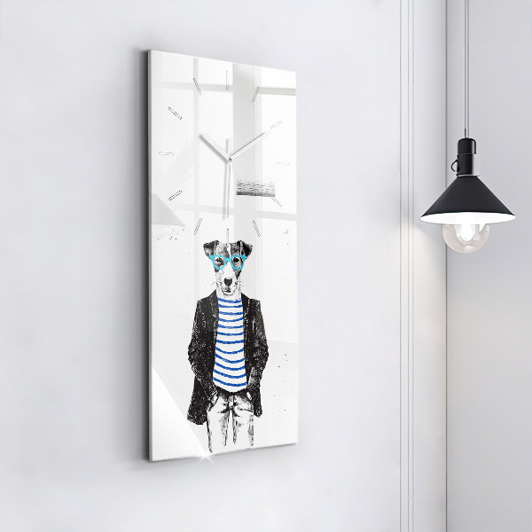 Zegar szklany pionowy Pies w ciele człowieka