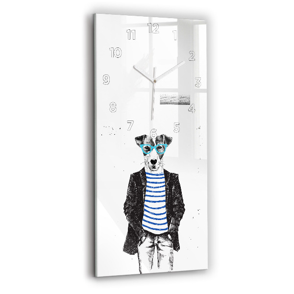 Zegar szklany pionowy Pies w ciele człowieka