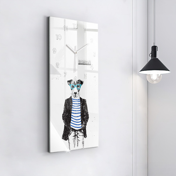 Zegar szklany pionowy Pies w ciele człowieka