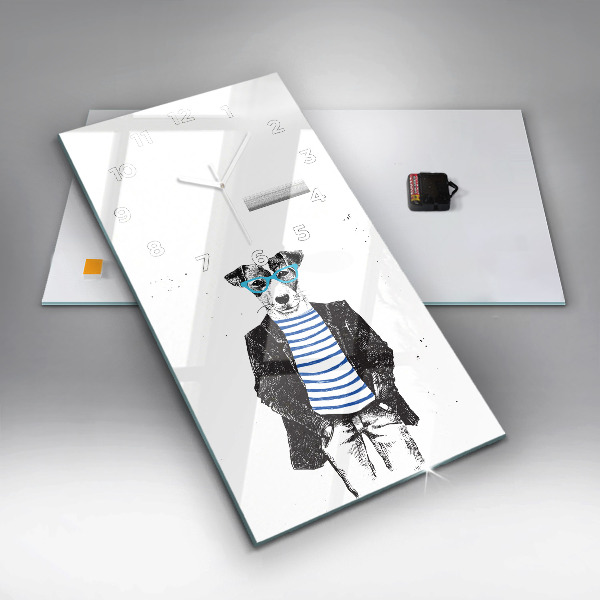 Zegar szklany pionowy Pies w ciele człowieka