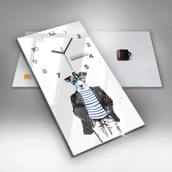 Zegar szklany pionowy Pies w ciele człowieka