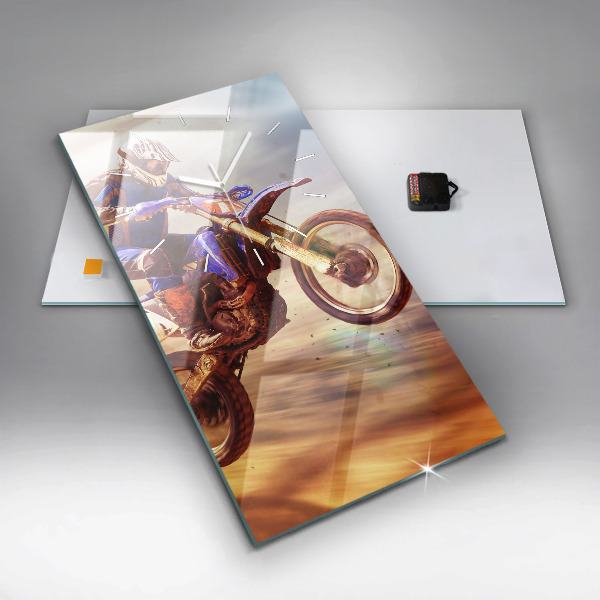 Zegar szklany pionowy Motocross Enduro